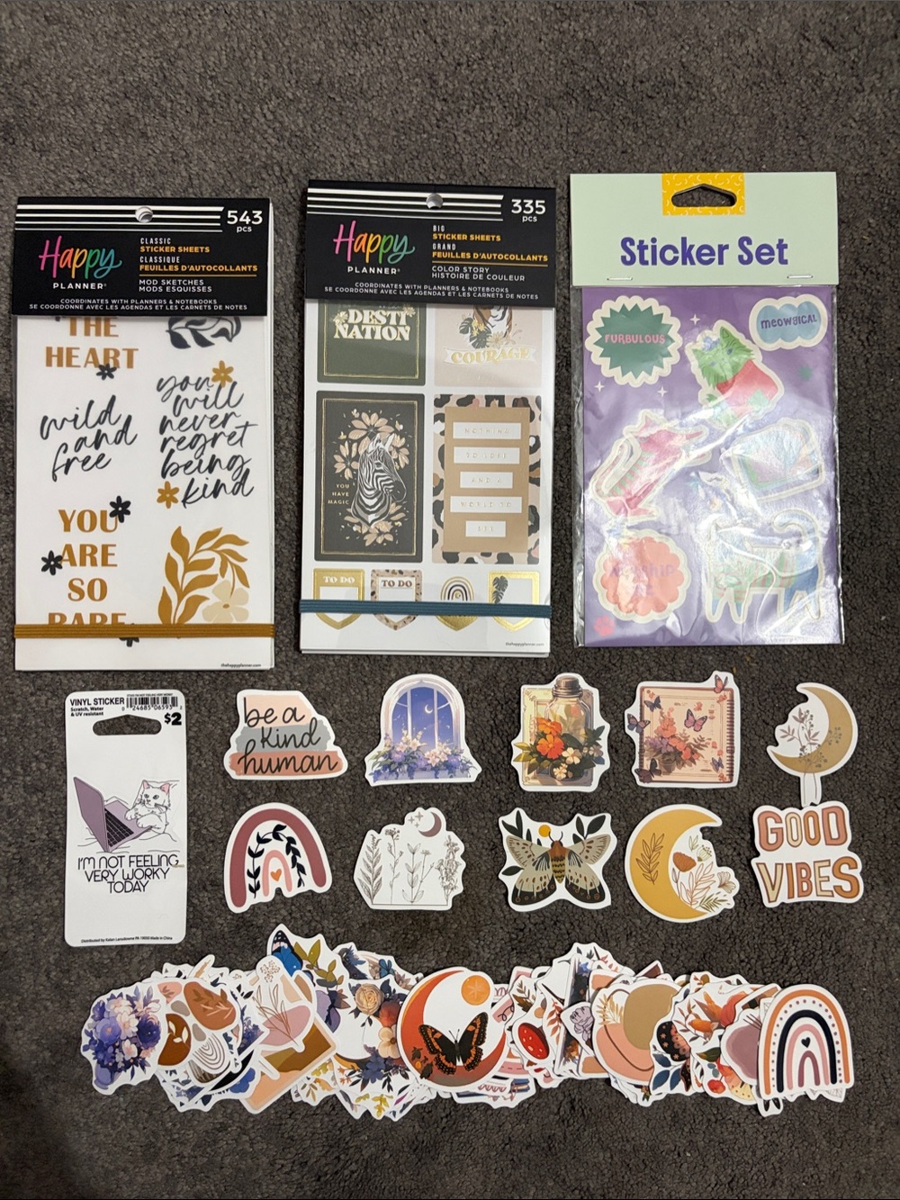 Happy Planner Sticker Bundle (50+ sheets) and 50+ die-cut individual stickers